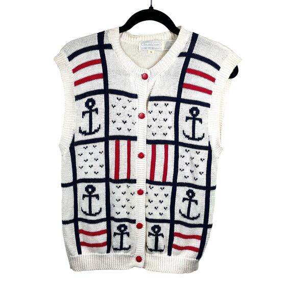 American Vintage Other - VINTAGE Nautical Sweater Vest Size M Cotton Blend Coastal Grandma Yacht Cruise